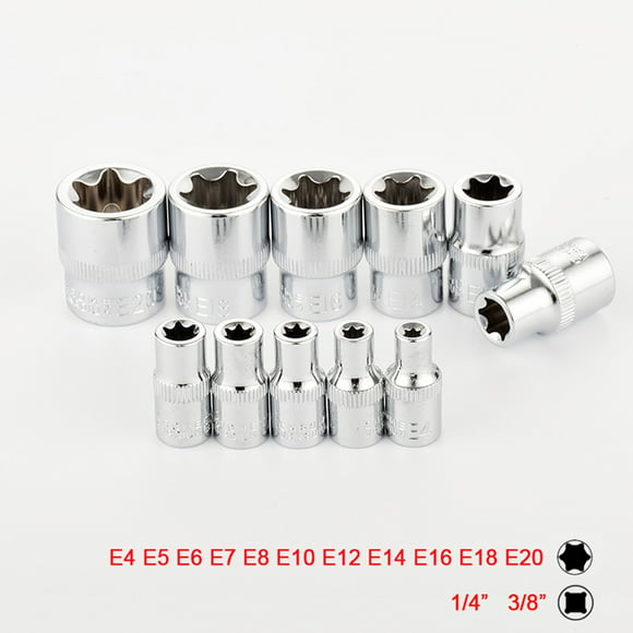 E10 6.3mm E6,E7 Without Allen Wrench Set Allen Wrench 6 PC 1/4 Inch Color : Black Torx Star Bit Female E Socket Set E4,E5 E8 